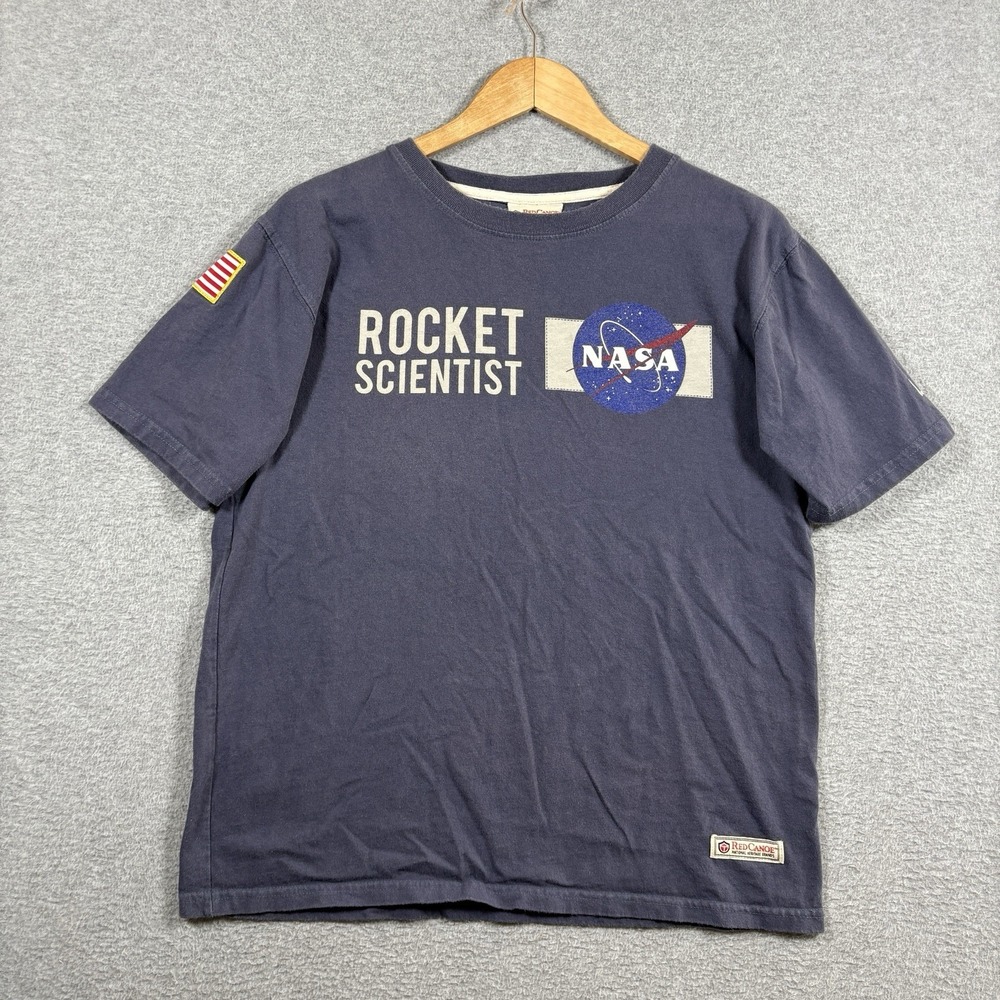 Red Canoe NASA Rocket Scientist T Shirt Mens L Washed Blue Graphic Tee LC39 USA